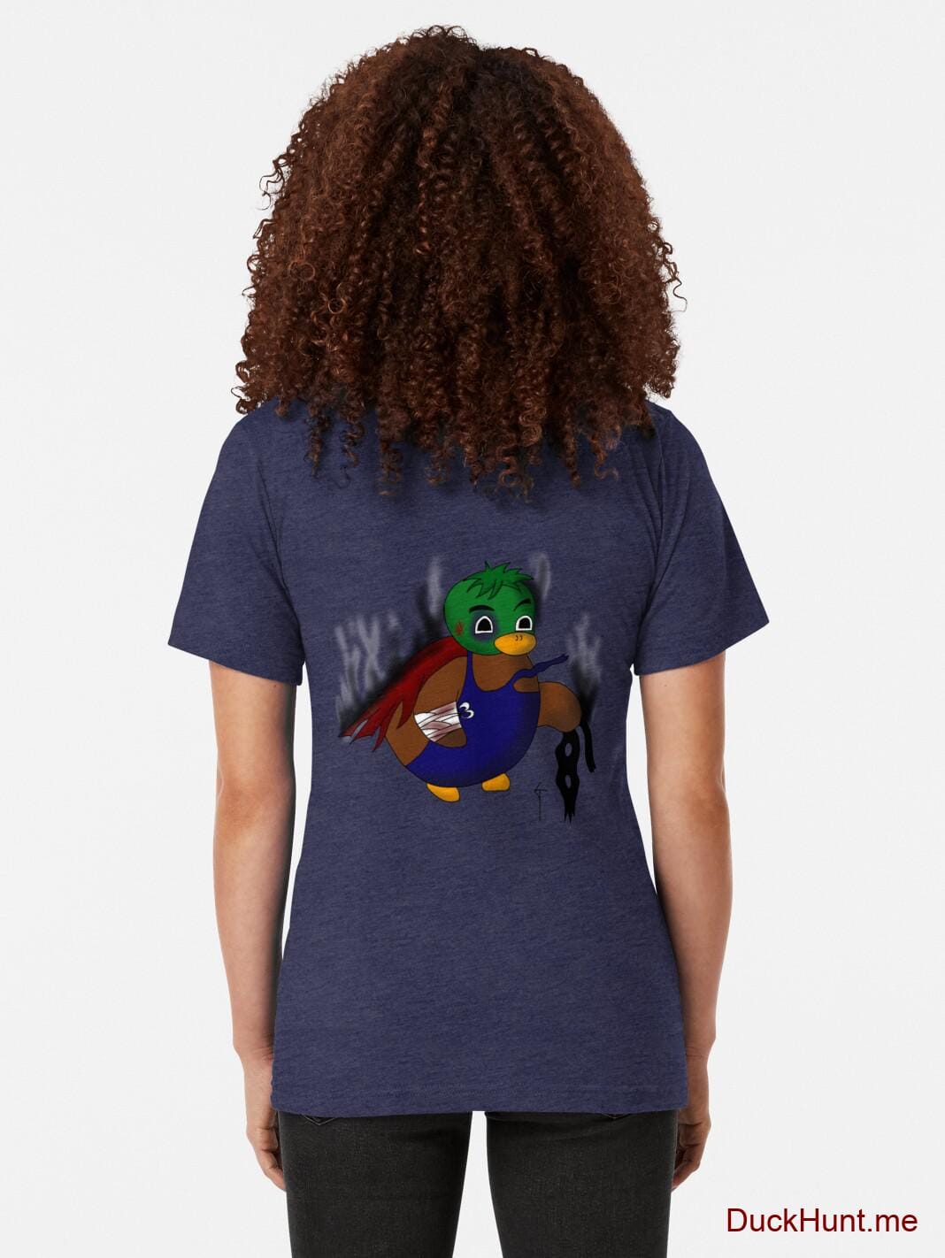 Dead Boss Duck (smoky) Navy Tri-blend T-Shirt (Back printed) alternative image 1