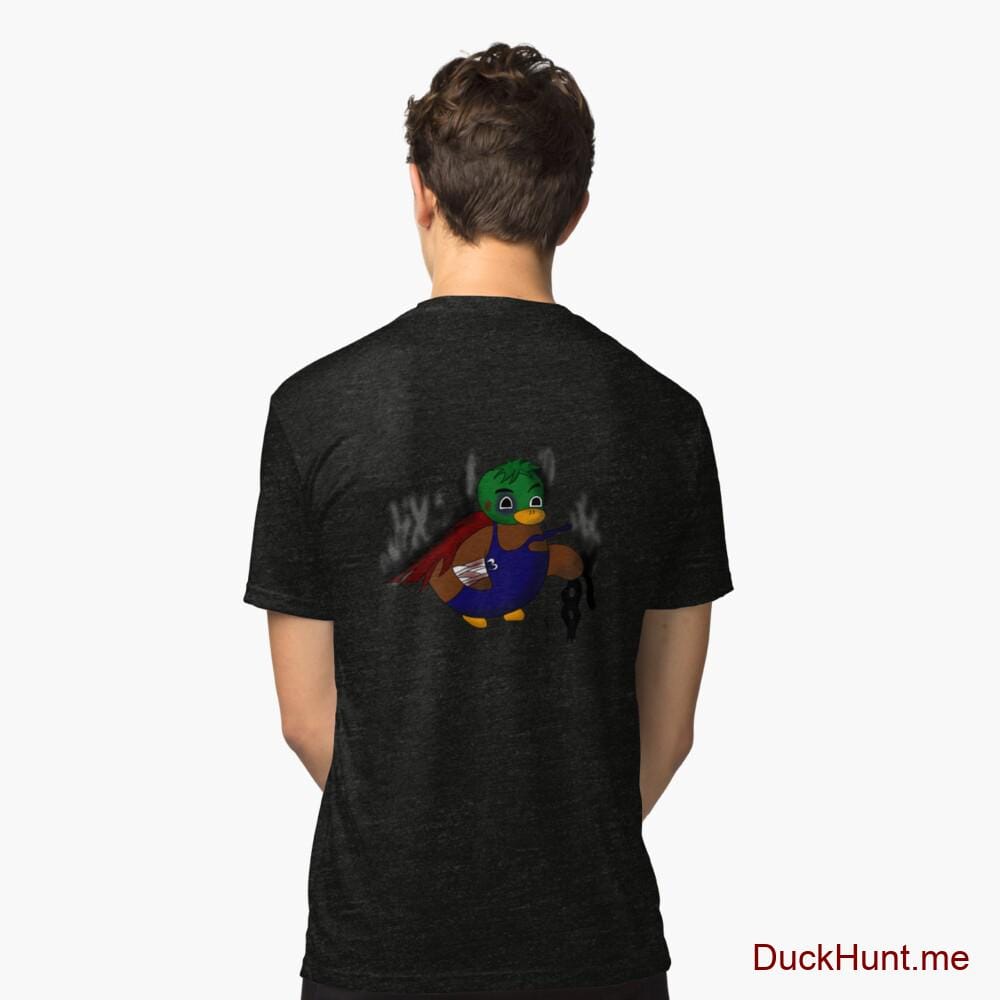 Dead Boss Duck (smoky) Black Tri-blend T-Shirt (Back printed)