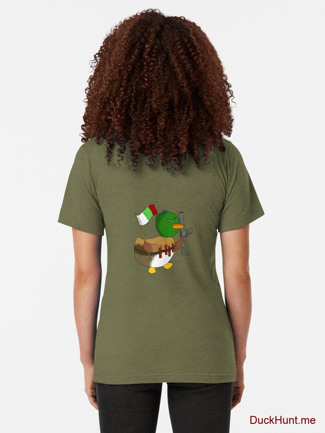 Kamikaze Duck Green Tri-blend T-Shirt (Back printed) alternative image 1