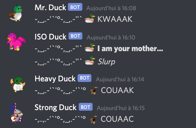 Regarde les différentd avatars, noms et messages.De haut en bas : Normal, MOAD, Super, Armure.