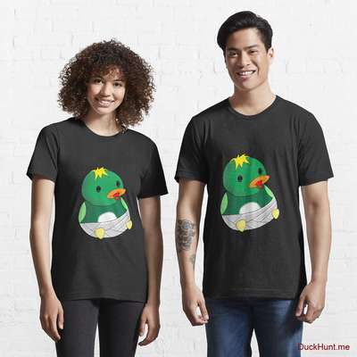 Baby duck Black Essential T-Shirt (Front printed) image