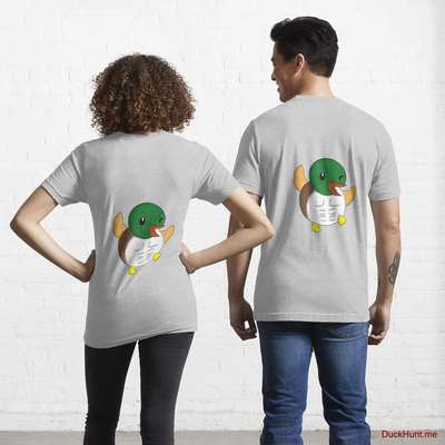 Super duck Heather Grey Essential T-Shirt (Back printed) image