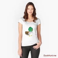 Normal Duck White Fitted Scoop T-Shirt (Front printed)