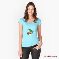 Kamikaze Duck Turquoise Fitted Scoop T-Shirt (Front printed)