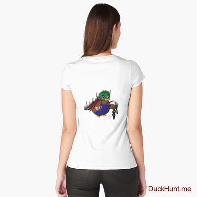 Dead Boss Duck (smoky) White Fitted Scoop T-Shirt (Back printed) image