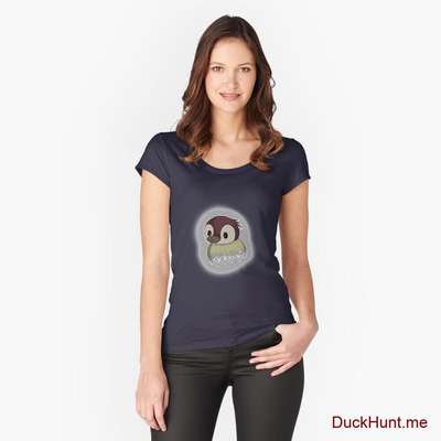 Ghost Duck (foggy) Navy Fitted Scoop T-Shirt (Front printed) image