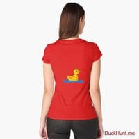 Plastic Duck Red Fitted Scoop T-Shirt (Back printed)