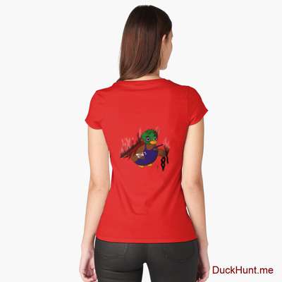 Dead Boss Duck (smoky) Red Fitted Scoop T-Shirt (Back printed) image