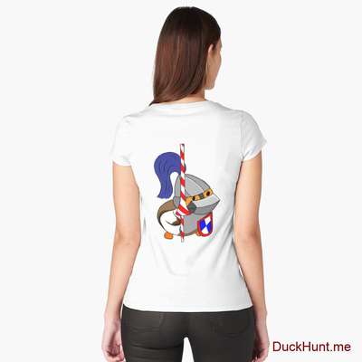 Armored Duck White Fitted Scoop T-Shirt (Back printed) image
