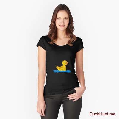 Plastic Duck Black Fitted Scoop T-Shirt (Front printed) image
