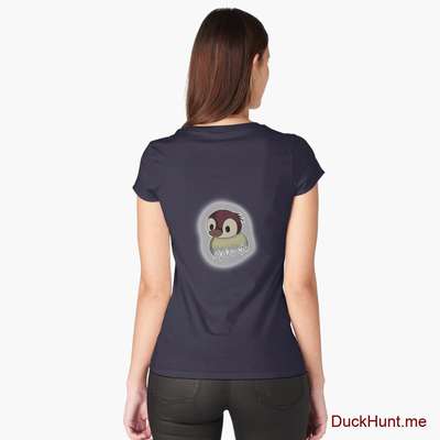 Ghost Duck (foggy) Navy Fitted Scoop T-Shirt (Back printed) image