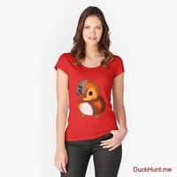 Mechanical Duck Red Fitted Scoop T-Shirt (Front printed)
