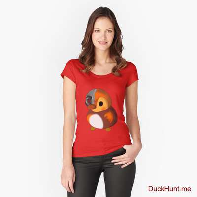 Mechanical Duck Red Fitted Scoop T-Shirt (Front printed) image