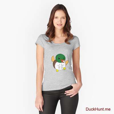 Super duck Heather Grey Fitted Scoop T-Shirt (Front printed) image