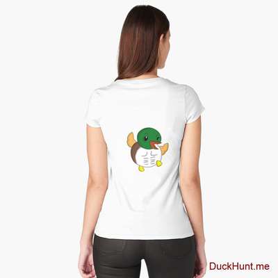 Super duck White Fitted Scoop T-Shirt (Back printed) image