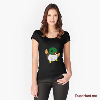 Super duck Black Fitted Scoop T-Shirt (Front printed) image