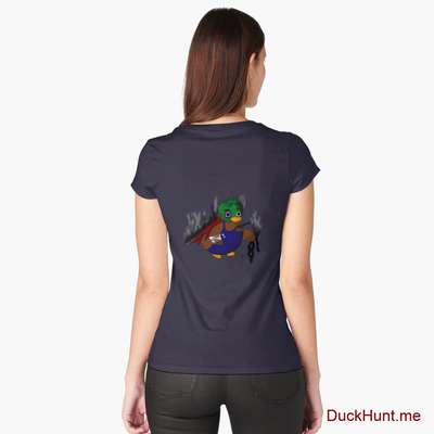 Dead Boss Duck (smoky) Navy Fitted Scoop T-Shirt (Back printed) image