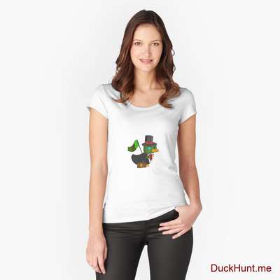 Golden Duck White Fitted Scoop T-Shirt (Back printed) image