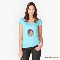 Ghost Duck (foggy) Turquoise Fitted Scoop T-Shirt (Front printed)