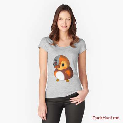 Mechanical Duck Heather Grey Fitted Scoop T-Shirt (Front printed) image