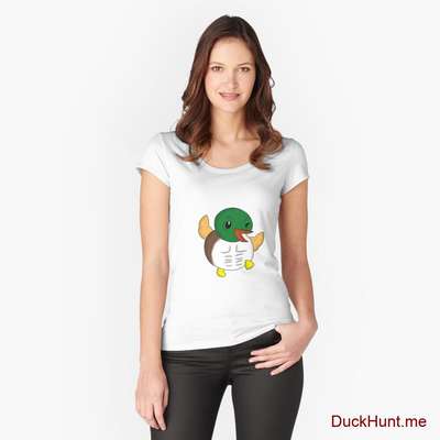 Super duck White Fitted Scoop T-Shirt (Front printed) image