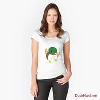 Super duck White Fitted Scoop T-Shirt (Front printed)