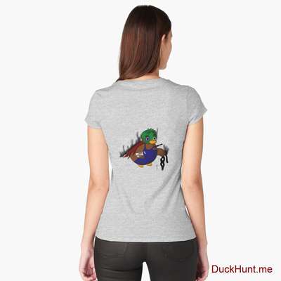Dead Boss Duck (smoky) Heather Grey Fitted Scoop T-Shirt (Back printed) image