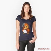 Mechanical Duck Navy Fitted Scoop T-Shirt (Front printed)