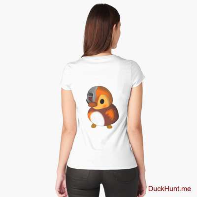 Mechanical Duck White Fitted Scoop T-Shirt (Back printed) image