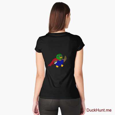 Alive Boss Duck Black Fitted Scoop T-Shirt (Back printed) image