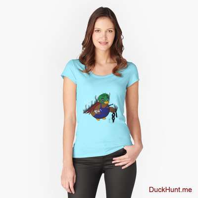 Dead Boss Duck (smoky) Turquoise Fitted Scoop T-Shirt (Front printed) image