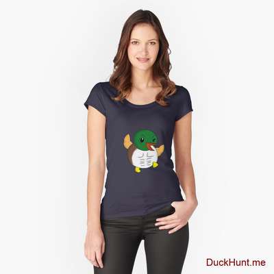 Super duck Navy Fitted Scoop T-Shirt (Front printed) image