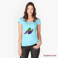 Alive Boss Duck Turquoise Fitted Scoop T-Shirt (Front printed)