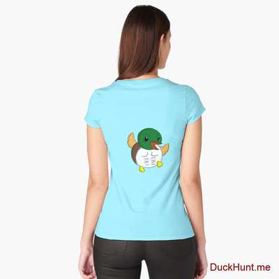 Super duck Turquoise Fitted Scoop T-Shirt (Back printed) image