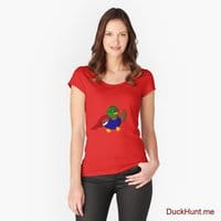 Alive Boss Duck Red Fitted Scoop T-Shirt (Front printed)