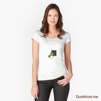 Prof Duck White Fitted Scoop T-Shirt (Front printed)