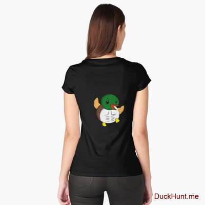 Super duck Black Fitted Scoop T-Shirt (Back printed) image