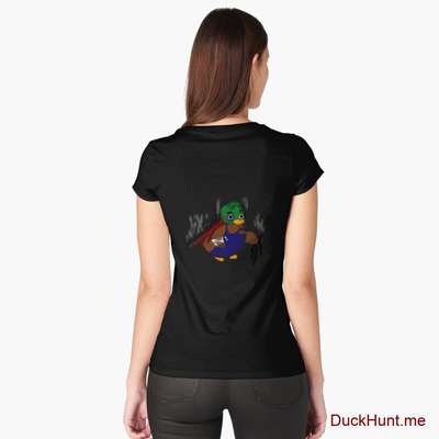 Dead Boss Duck (smoky) Black Fitted Scoop T-Shirt (Back printed) image
