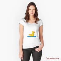 Plastic Duck White Fitted Scoop T-Shirt (Front printed)