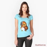 Mechanical Duck Turquoise Fitted Scoop T-Shirt (Front printed)