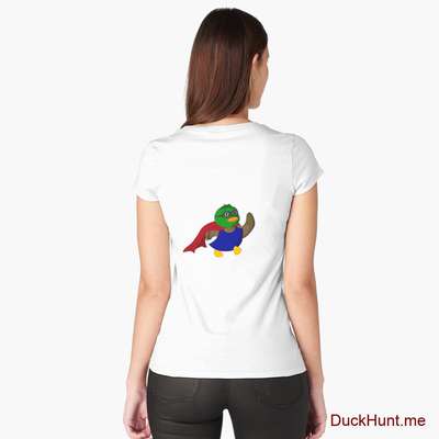 Alive Boss Duck White Fitted Scoop T-Shirt (Back printed) image