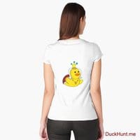 Royal Duck White Fitted Scoop T-Shirt (Back printed)