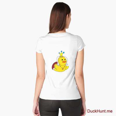 Royal Duck White Fitted Scoop T-Shirt (Back printed) image