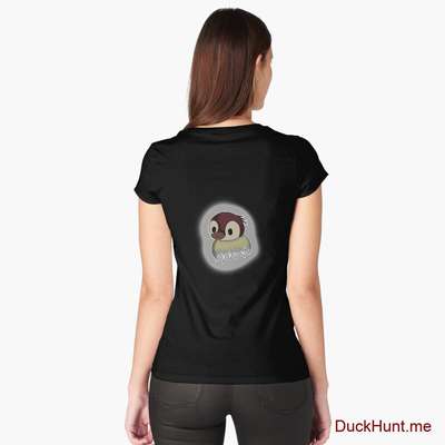 Ghost Duck (foggy) Black Fitted Scoop T-Shirt (Back printed) image