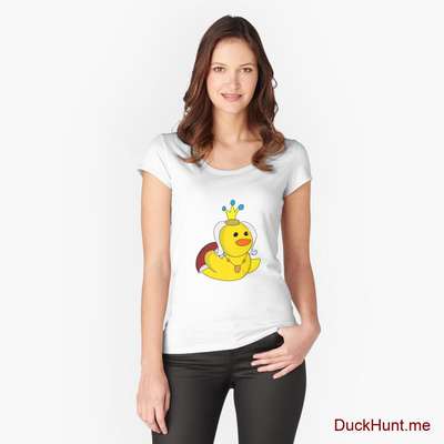 Royal Duck White Fitted Scoop T-Shirt (Front printed) image