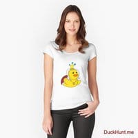 Royal Duck White Fitted Scoop T-Shirt (Front printed)