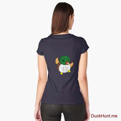 Super duck Navy Fitted Scoop T-Shirt (Back printed) image