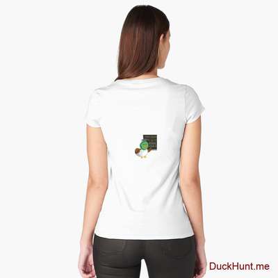 Prof Duck White Fitted Scoop T-Shirt (Back printed) image