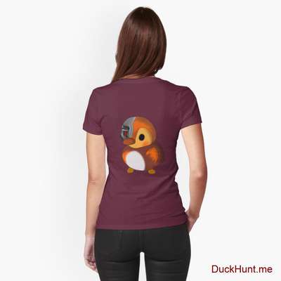 Mechanical Duck Dark Red Fitted T-Shirt (Back printed) image