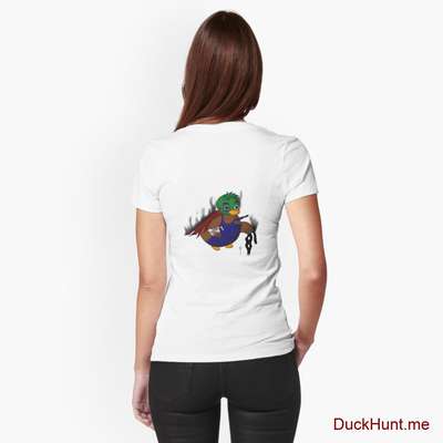Dead Boss Duck (smoky) White Fitted T-Shirt (Back printed) image